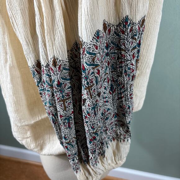 Denim&Supply Ralph Lauren Women Large Cream Drawstring Tasseled Boho Blouse Tops - Picture 8 of 12